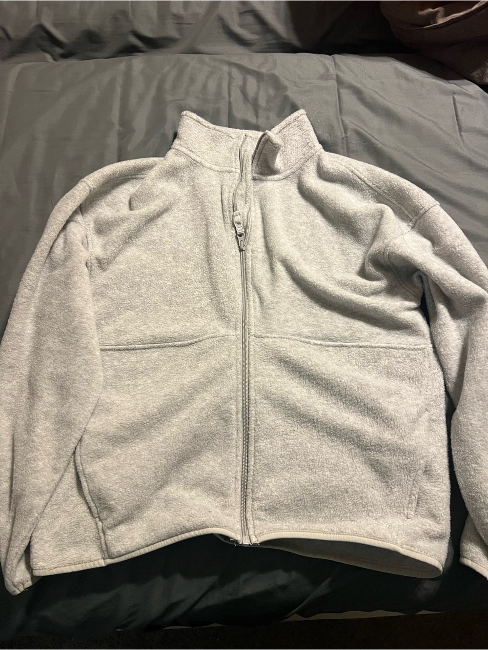 Light Gray Full-Zip Fleece Jacket
